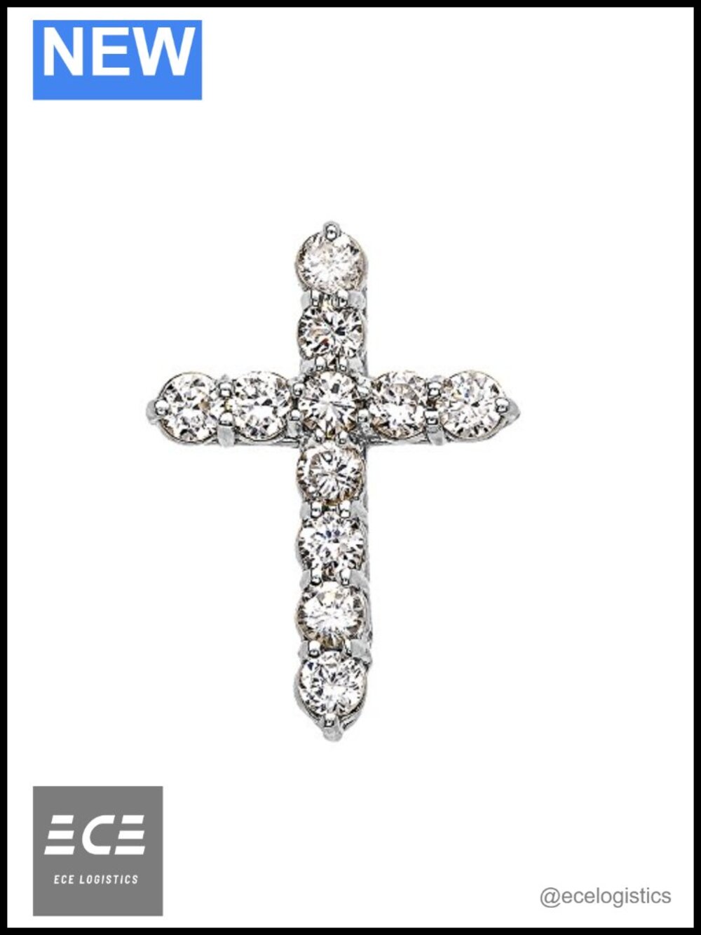 Sterling Silver 3 Carat Round Cubic Zirconia Cross Pendant